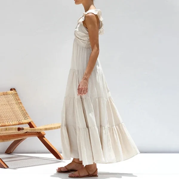 High Quality resort wear Women Clothing organic cotton maxi ruffled dress women's dress Order Small MOQ - Image 4
