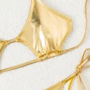 Premium Metallic Ombré Bikini Set - Adjustable Drawstring Swimwear (Small MOQ Available)