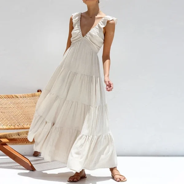 High Quality resort wear Women Clothing organic cotton maxi ruffled dress women's dress Order Small MOQ - Image 2