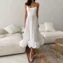 High Quality Women's holiday dress Solid color dress with large halter skirtwomen's dress Order Small MOQ
