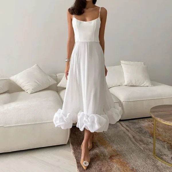High Quality Women's holiday dress Solid color dress with large halter skirtwomen's dress Order Small MOQ - Image 3