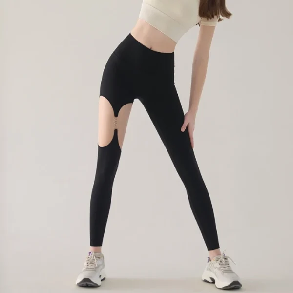 High Quality Yoga pants Metal buckle hollow waisted  hip lifting Women's workout vests Order Small MOQ