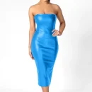 High Quality Polyester Women's dress PU Strapless off shoulder kneelength dress Order Small MOQ