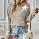 High Quality Turtleneck Women's Sweaters Five pointed star round collar long sleeve Order Small MOQ