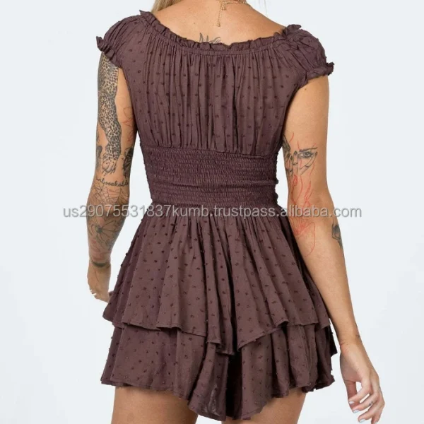High Quality Women Clothing organic cotton off shoulder multi color mini women's dress Order Small MOQ - Image 2