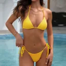High Quality Bikinis and Beachwear Lace mesh drawstring triangle cup bikini Bathing Suit Order Small MOQ