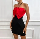 High Quality Y2K popular women's clothing Bow halter zipper mini dress women's dress Order Small MOQ