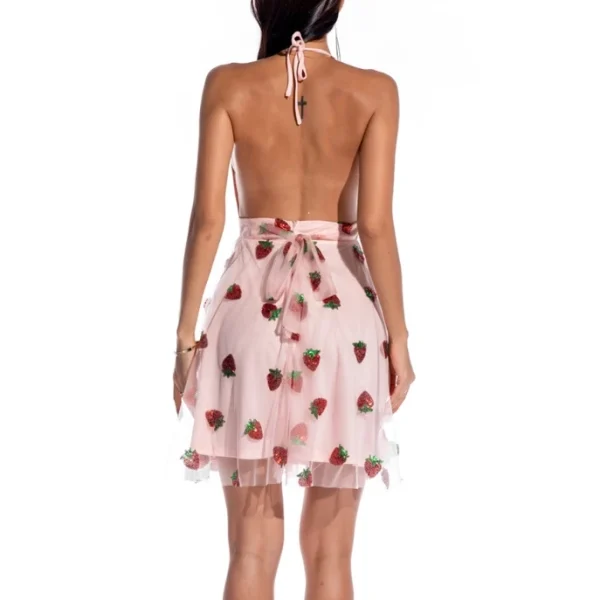 High Quality Women's party dress sequin detail Sweet strawberry pattern women's dress Order Small MOQ - Image 5