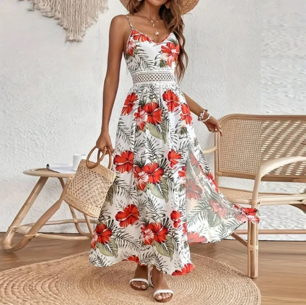 High Quality Holiday dress resort wear Subtropical print maxi dress women's dress Order Small MOQ