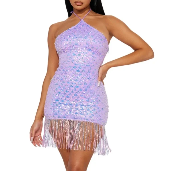 High Quality Women's holiday party dress sequin detail tassel bodyconwomen's dress Order Small MOQ - Image 3