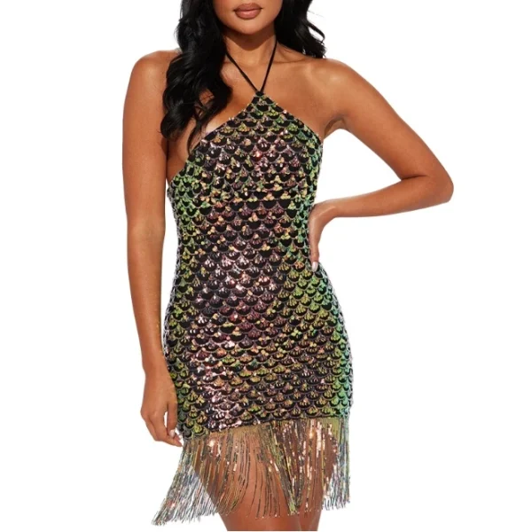 High Quality Women's holiday party dress sequin detail tassel bodyconwomen's dress Order Small MOQ - Image 5