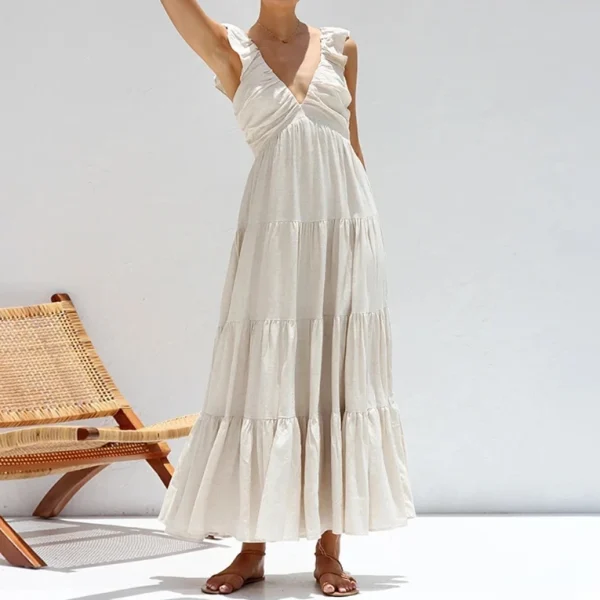 High Quality resort wear Women Clothing organic cotton maxi ruffled dress women's dress Order Small MOQ - Image 3
