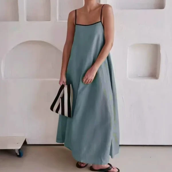 High Quality Women Clothing organic cotton Square collar oversize maxi women's dress Order Small MOQ - Image 3