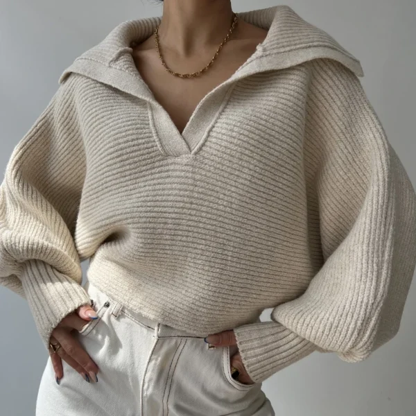 High Quality Casual Women's Sweaters oversize long sleeve Lapel pullover women's top Order Small MOQ - Image 2