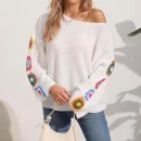 High Quality off shoulder Crocheted sweater Women's Sweaters long  sleeve women's top Order Small MOQ
