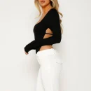 High Quality Y2K popular women's clothing cut out long sleeve body con women's top Order Small MOQ