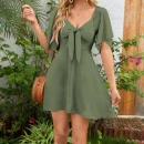 High Quality Y2K popular women's clothing Bow Deep V Neck mini dress women's dress Order Small MOQ