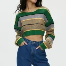 High Quality Casual Women's Sweaters  long sleeve Fashion Stripe matching women's top Order Small MOQ