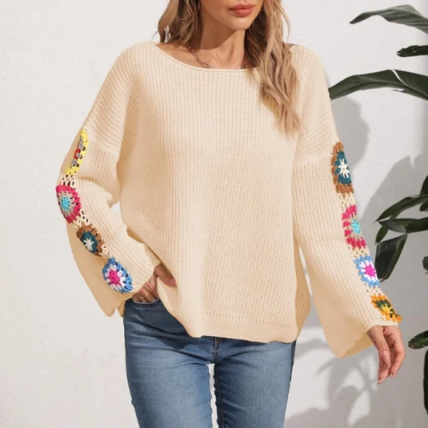 High Quality off shoulder Crocheted sweater Women's Sweaters long  sleeve women's top Order Small MOQ