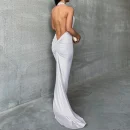 High Quality Women's holiday party dress halter open back maxi dress  women's dress Order Small MOQ