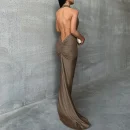High Quality Women's holiday party dress halter open back maxi dress  women's dress Order Small MOQ