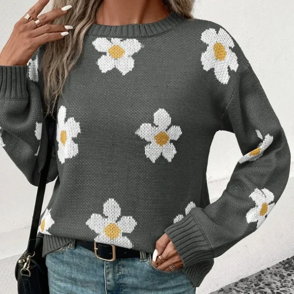 High Quality Casual Women's Sweaters s long sleeve Flower pattern women's top Order Small MOQ - Image 4
