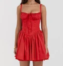 High Quality Y2K popular women's clothing lace drawstring mini dress women's dress Order Small MOQ