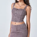 High Quality Yoga top denim crop top button sportswear Sports Bra Women's workout vests Order Small MOQ