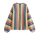 High Quality Casual Women's Sweaters minority Rainbow stripes long sleeve women's top Order Small MOQ