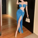 High Quality Women's vacation two piece set body con Pleated two piece set Women's suit Order Small MOQ