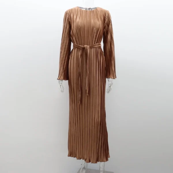High Quality Casual Dresses-Shirt Dress maxi Round neck flared sleeves women's dress Order Small MOQ - Image 5