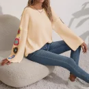 High Quality off shoulder Crocheted sweater Women's Sweaters long  sleeve women's top Order Small MOQ