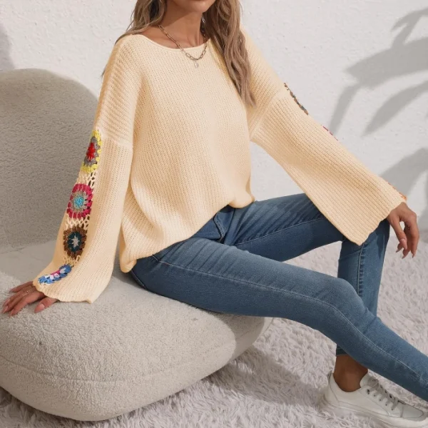 High Quality off shoulder Crocheted sweater Women's Sweaters long  sleeve women's top Order Small MOQ - Image 3