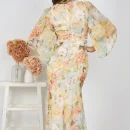 High Quality Digital printing Casual Dresses Subtropical print  Deep V Neck women's dress Order Small MOQ