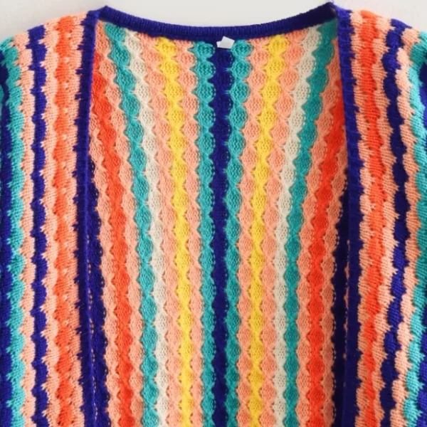 High Quality Casual Women's Sweaters minority Rainbow stripes long sleeve women's top Order Small MOQ - Image 4
