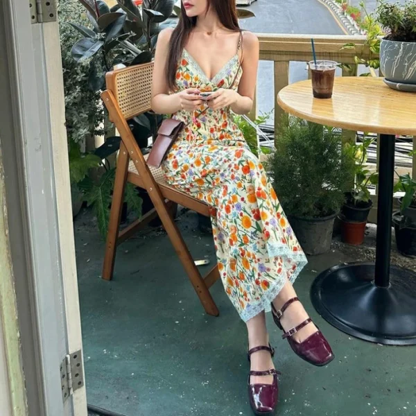 High Quality Holiday dress resort wear Subtropical print maxi dress women's dress Order Small MOQ - Image 6