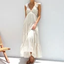 High Quality resort wear Women Clothing organic cotton maxi ruffled dress women's dress Order Small MOQ