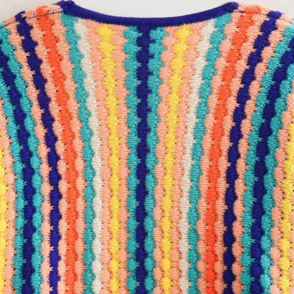 High Quality Casual Women's Sweaters minority Rainbow stripes long sleeve women's top Order Small MOQ - Image 5