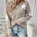 High Quality Turtleneck Women's Sweaters Five pointed star round collar long sleeve Order Small MOQ