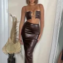 High Quality Y2K popular women's clothing body con Leather metal rings  Women's suit Order Small MOQ