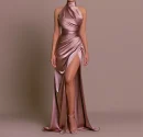 High Quality Polyester Women's dress Halter sleeveless slit maxi dress women's dress Order Small MOQ