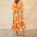 High Quality Women's holiday dress  resort wear off shoulder Puff sleeve women's dress Order Small MOQ