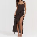 High Quality Women's holiday dress Solid color dress with large halter skirtwomen's dress Order Small MOQ