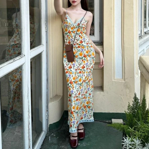 High Quality Holiday dress resort wear Subtropical print maxi dress women's dress Order Small MOQ - Image 5