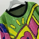 High Quality Women's holiday party sequin detail Creative pattern oversize women's shirt Order Small MOQ