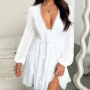 High Quality resort wear Women Clothing organic cotton long sleeve dress women's dress Order Small MOQ