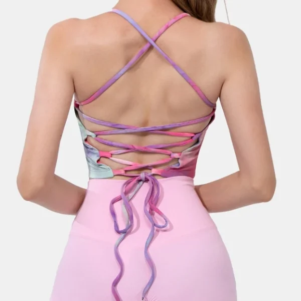 High Quality Yoga top tie drawstring dye sportswear Sports Bra Women's workout vests Order Small MOQ - Image 6