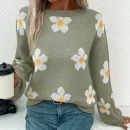 High Quality Casual Women's Sweaters s long sleeve Flower pattern women's top Order Small MOQ