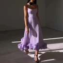 High Quality Women's holiday dress Solid color dress with large halter skirtwomen's dress Order Small MOQ