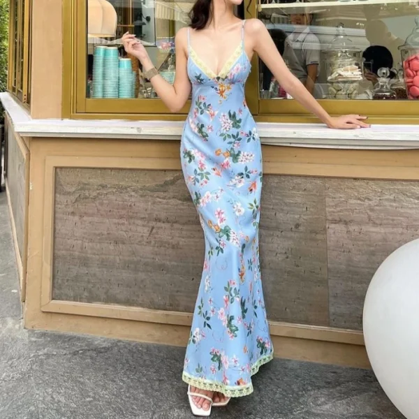 High Quality Holiday dress resort wear Subtropical print maxi dress women's dress Order Small MOQ